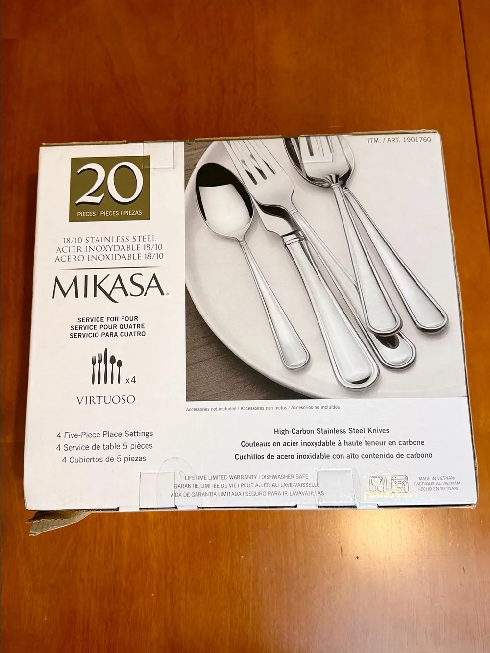 New Mikasa Virtuoso 20-Piece Flatware Set 18/10 Stainless Steel Service for 4